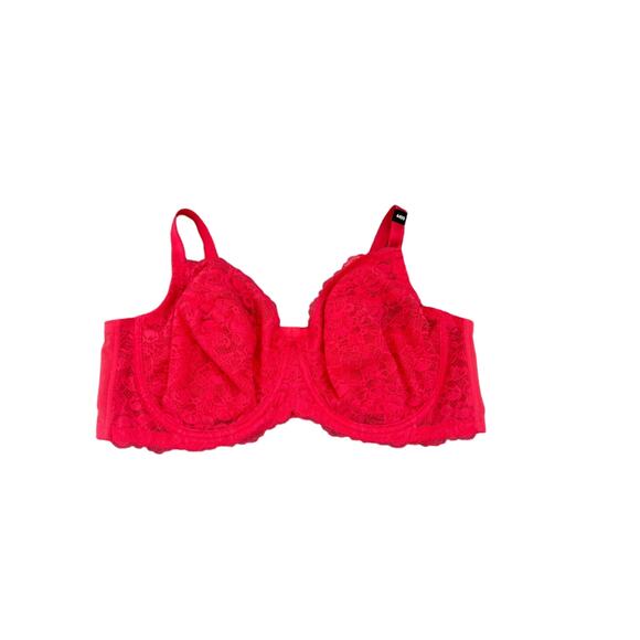 Torrid Curve Unlined Balconette Bra Size 44DD Hot Pink Lace - Picture 3 of 7